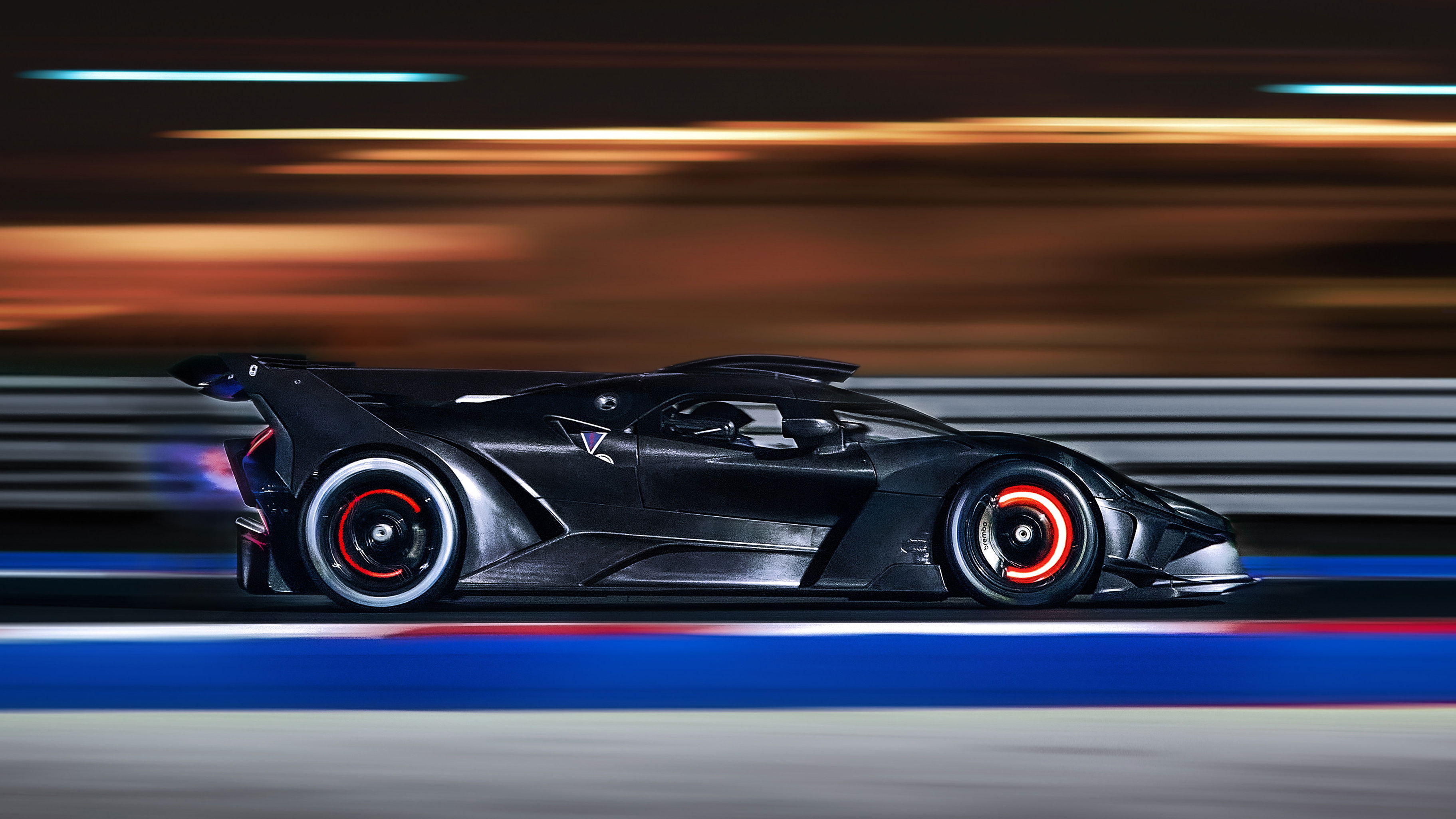 Bugatti Bolide with brakes glowing